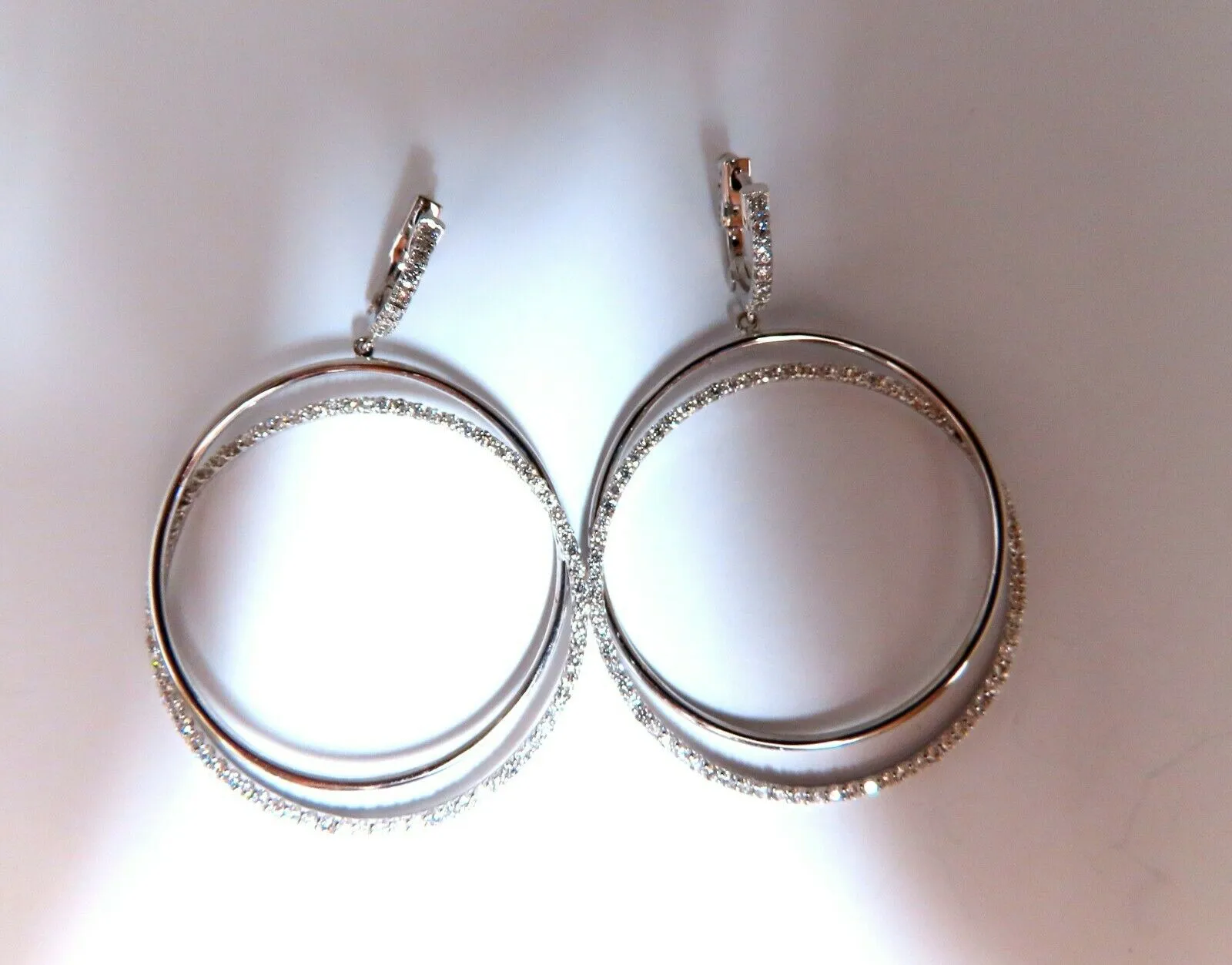 2.06ct natural diamonds loop rings dangle earrings 14kt gold