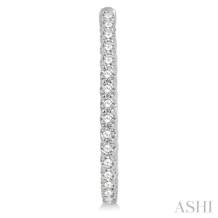 3 ctw Inside-Out Round Cut Diamond Oval Shape Hoop Earrings in 14K White Gold
