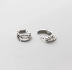 3-in-1 Silver Hoop Earrings-SH056