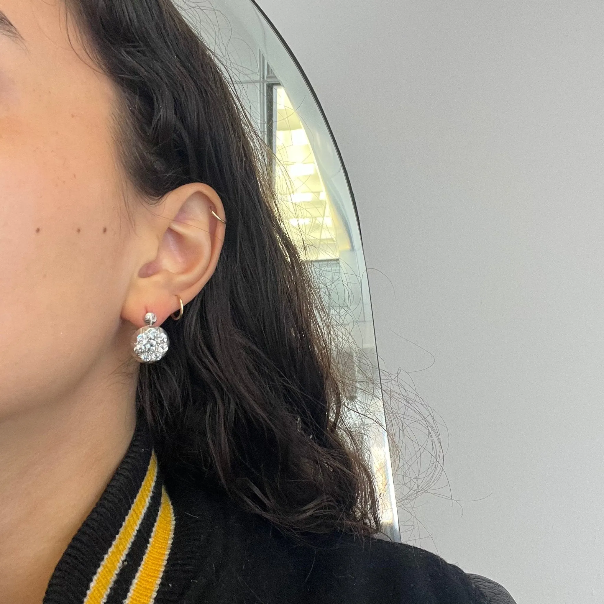 4.15ctw Antique Old Mine Cut Diamond Cluster Earrings