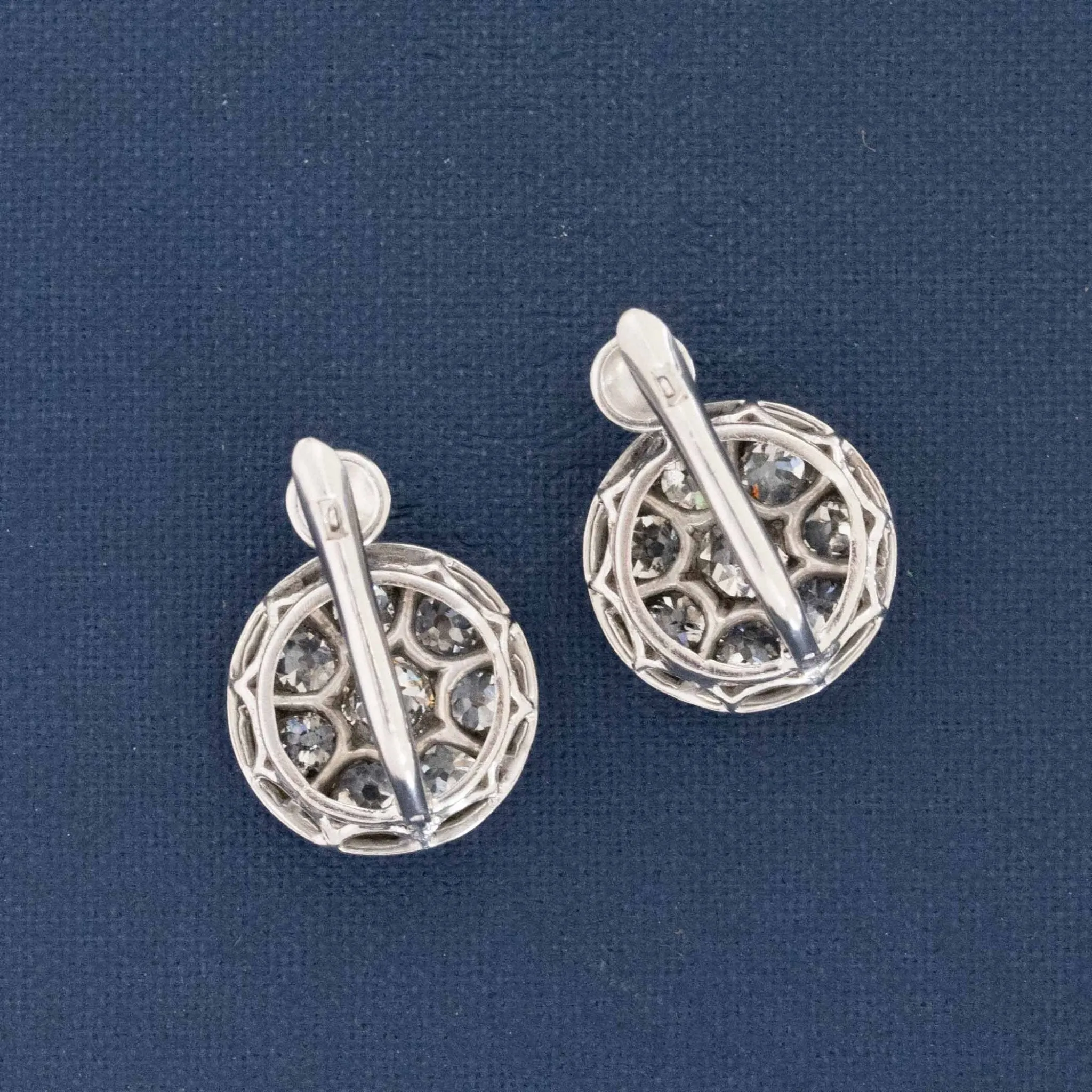 4.15ctw Antique Old Mine Cut Diamond Cluster Earrings