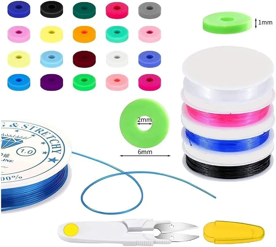 7200pcs Polymer Clay Beads Set 24 Colors Clay Round Disc Spacer Heishi Beads Jewelry Making Kit