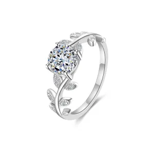 925 Silver Laurel Leaf Moissanite Ring