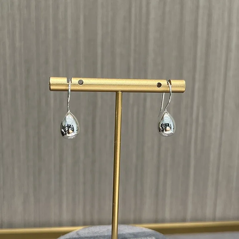 925 Sterling Silver Ball Solid Water Drop Egg Earrings