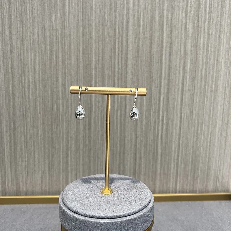 925 Sterling Silver Ball Solid Water Drop Egg Earrings