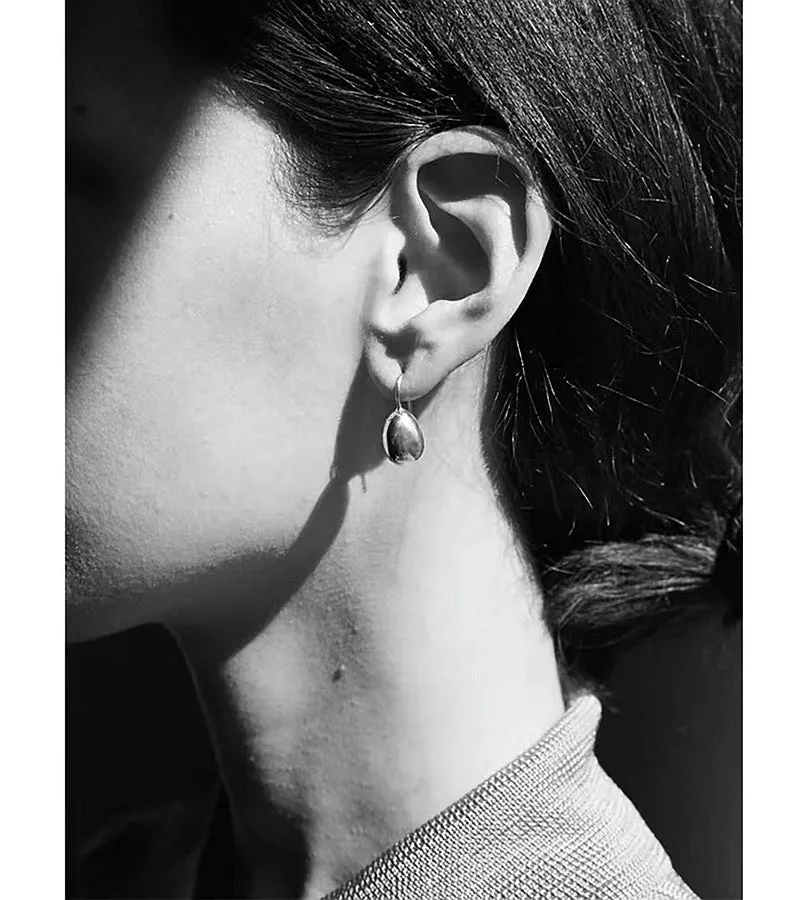 925 Sterling Silver Ball Solid Water Drop Egg Earrings