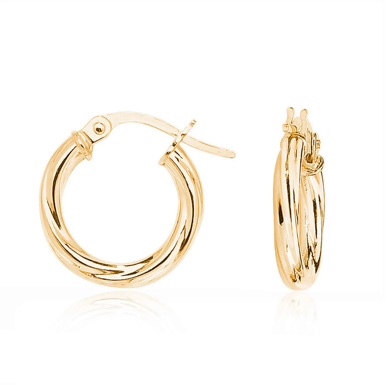 9ct Gold Small Twist Hoop Earrings 10mm