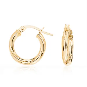 9ct Gold Small Twist Hoop Earrings 10mm