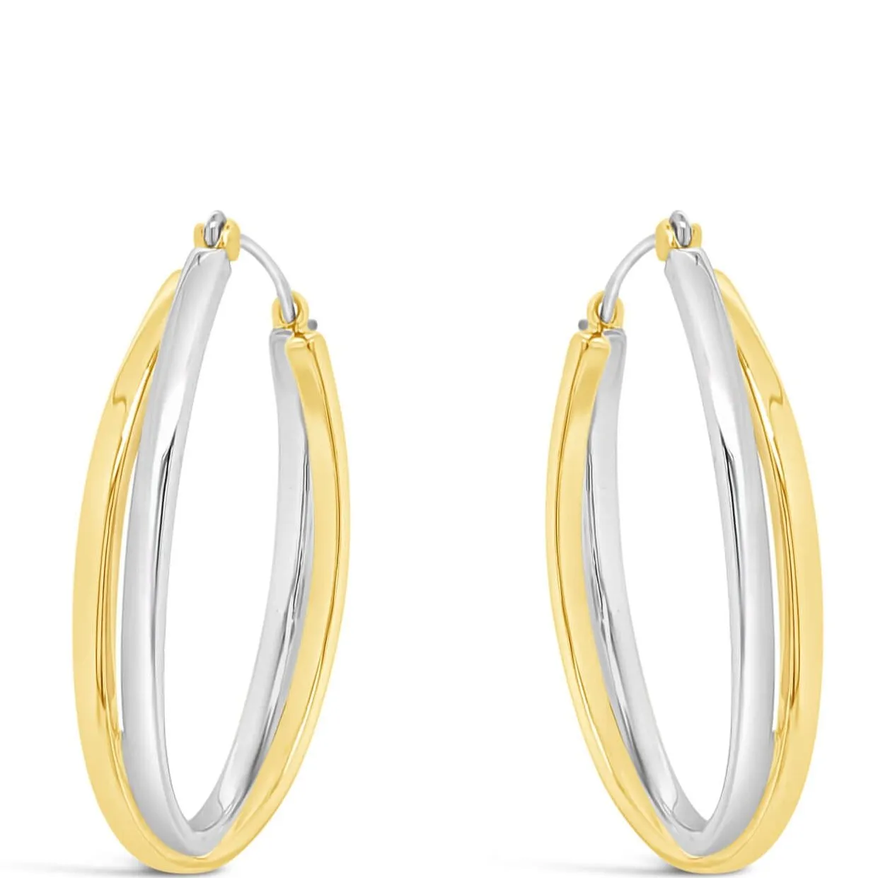 Absolute Gold Two Tone Large Oval Hoop Earrings