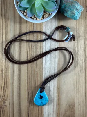 Adjustable Kingman Leather Necklace