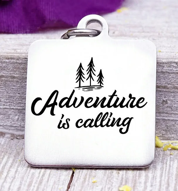 Adventure is calling, adventure, adventure charms, Steel charm 20mm very high quality..Perfect for DIY projects