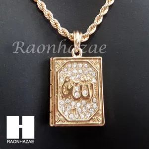 ALLAH QURAN ROPE CHAIN DIAMOND CUT 30" CUBAN LINK CHAIN NECKLACE S063