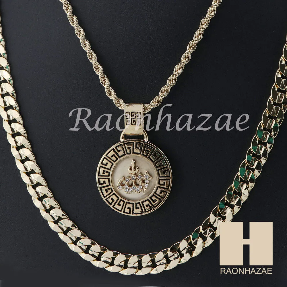 ALLAH ROUND ROPE CHAIN DIAMOND CUT 30" CUBAN LINK CHAIN NECKLACE S013