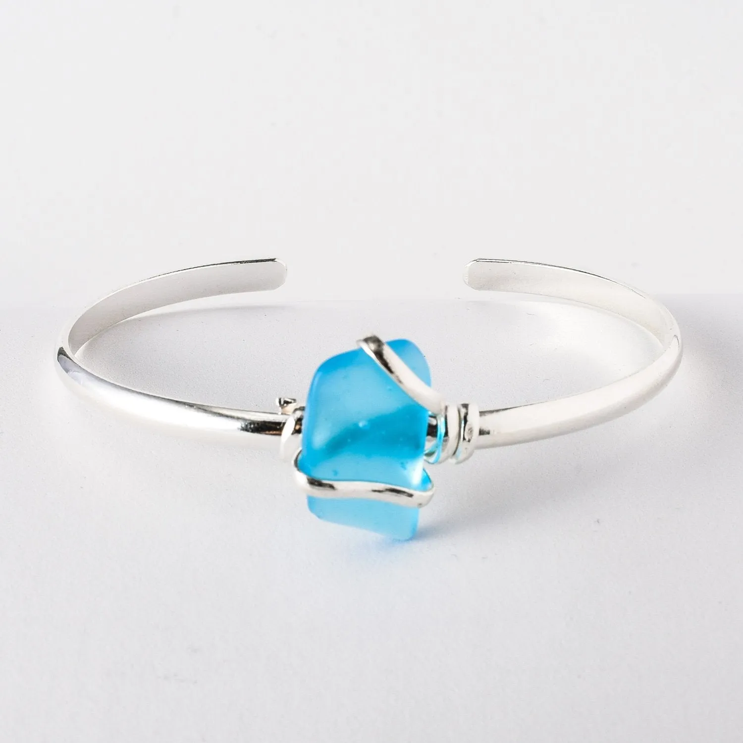 Alpaca Recycled Glass Freeform Cuff - Blue