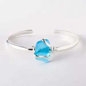 Alpaca Recycled Glass Freeform Cuff - Blue