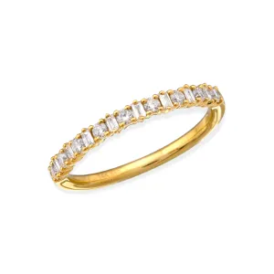 Alternating Baguettes & Round Diamonds Stacking Ring