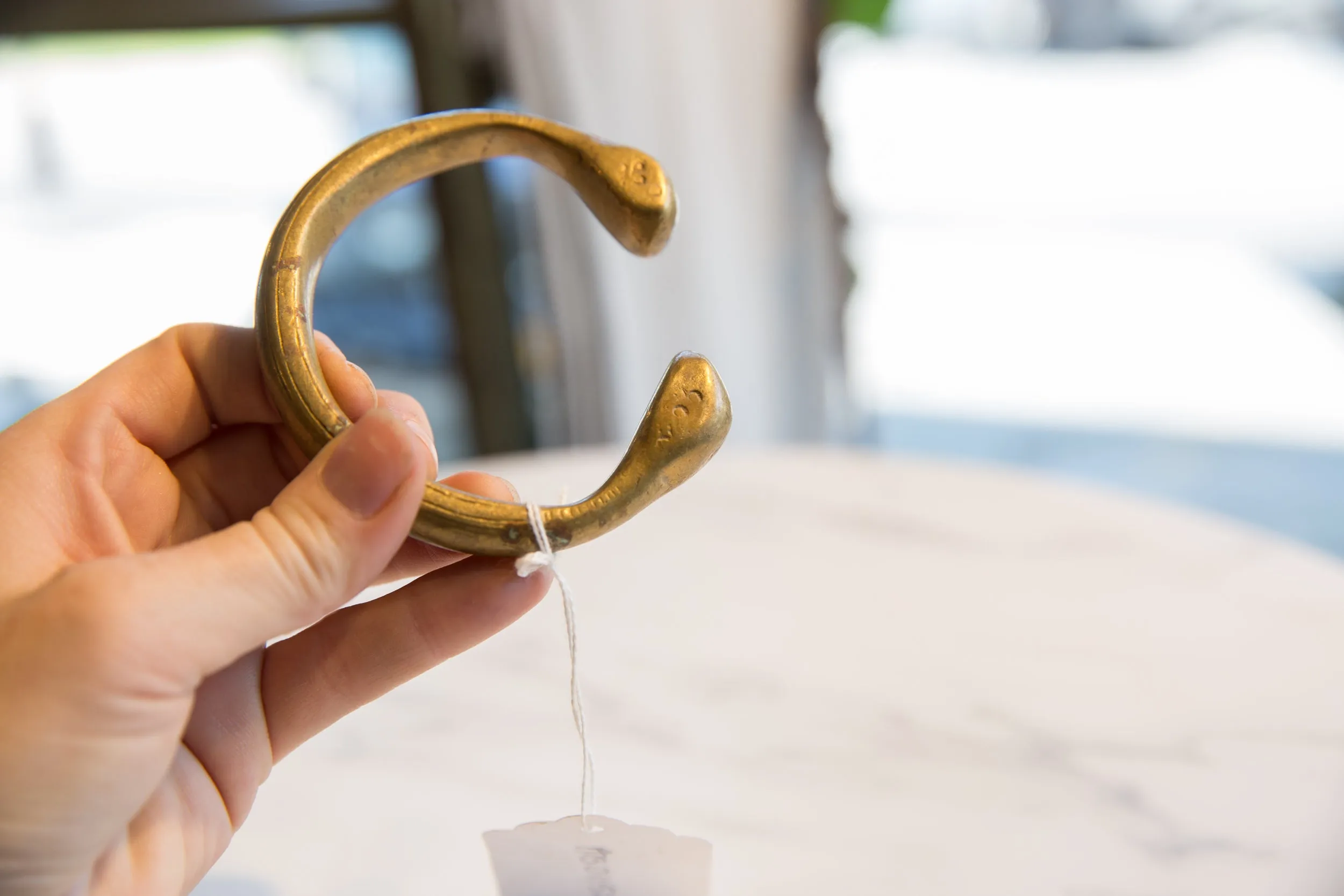 Antique African Bronze Snake Cuff Bracelet