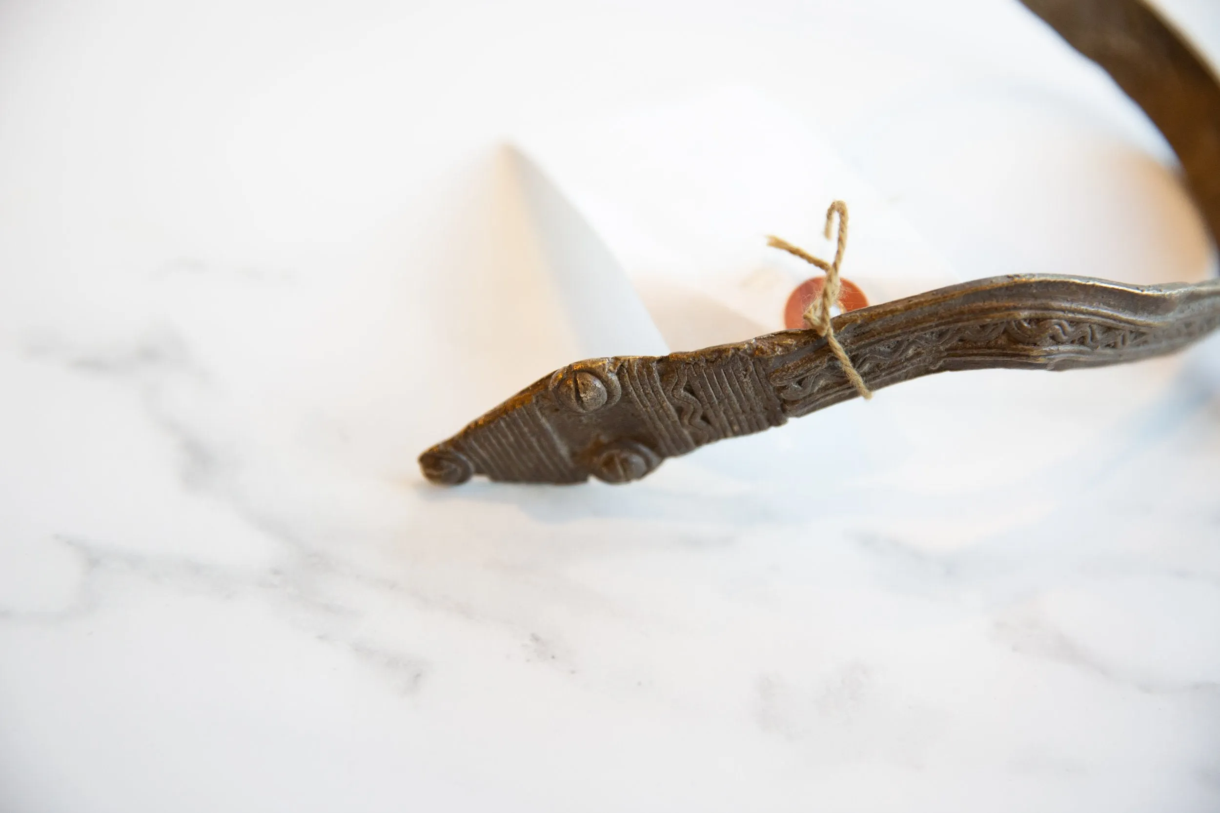 Antique African Bronze Snake with Rider Arm Cuff