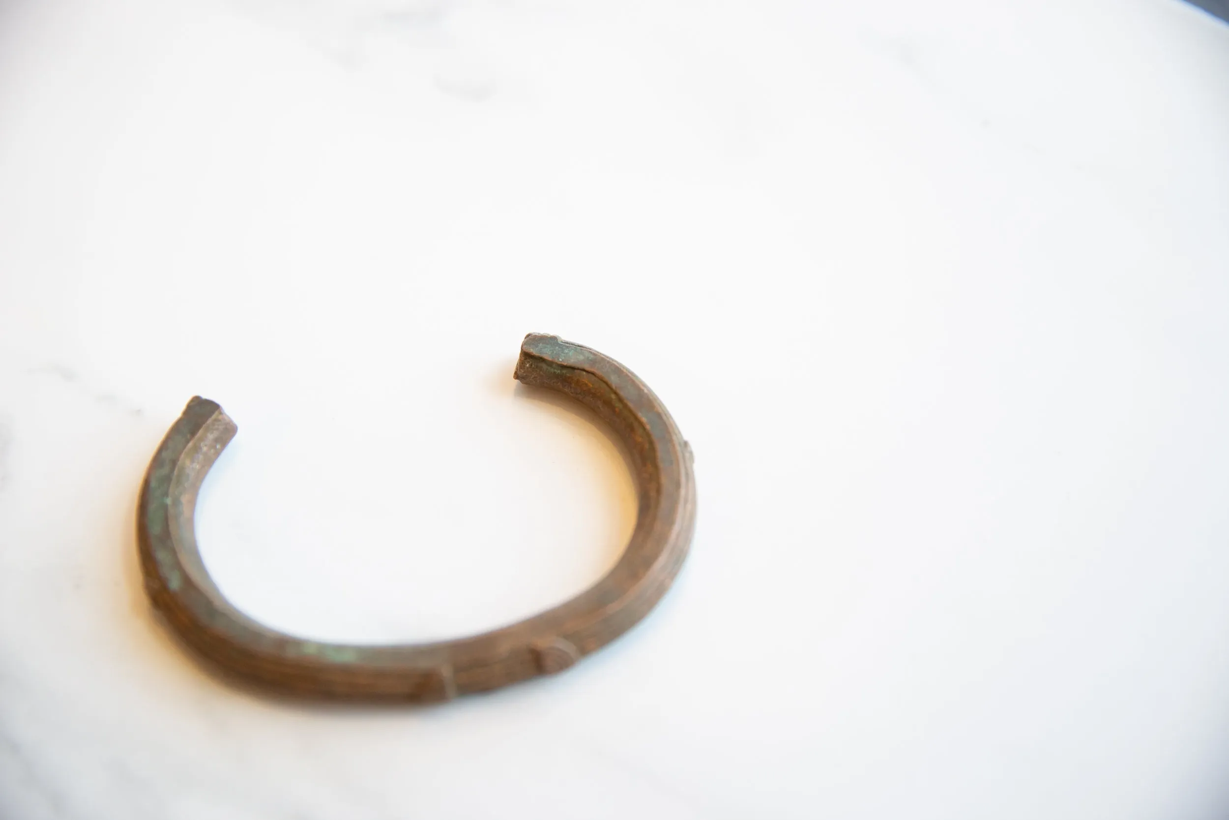 Antique African Copper Cuff Bracelet with Geometric Detailing