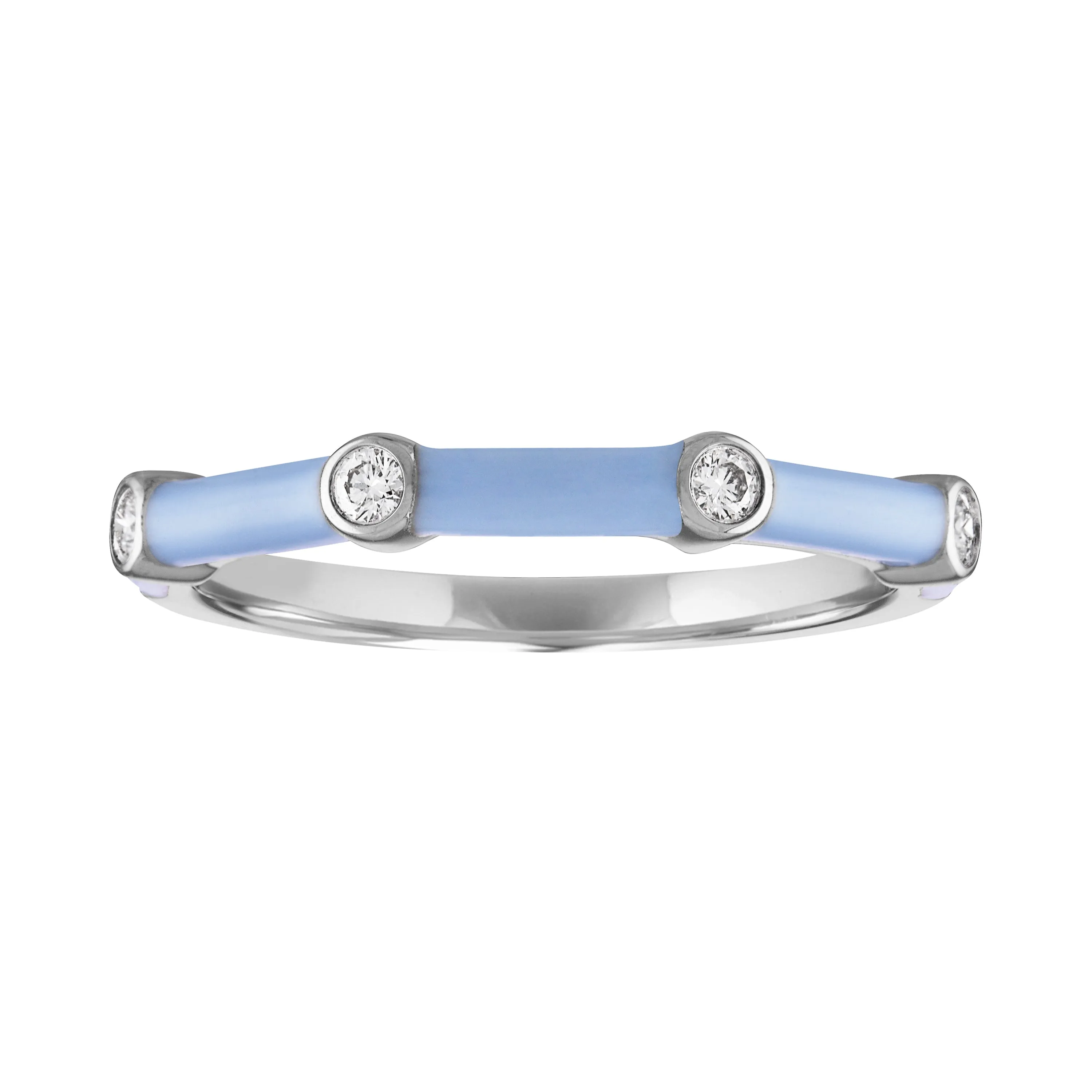 Ava Ring: Sky Blue Enamel/14K White Gold-Diamond, Size 6.5