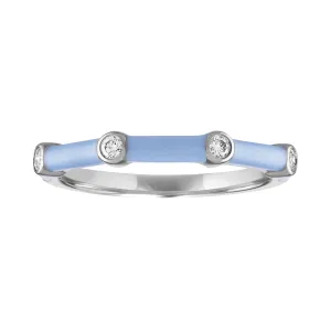 Ava Ring: Sky Blue Enamel/14K White Gold-Diamond, Size 6.5