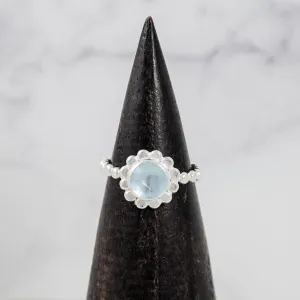 Beaded Aquamarine Stacking - sterling silver