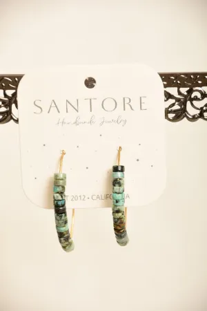 Beaded Marquise Earring - African Turquoise