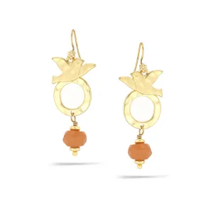 BIRD ROUND ORANGE STONE DROP EARRINGS #191RD3101 (2B6)