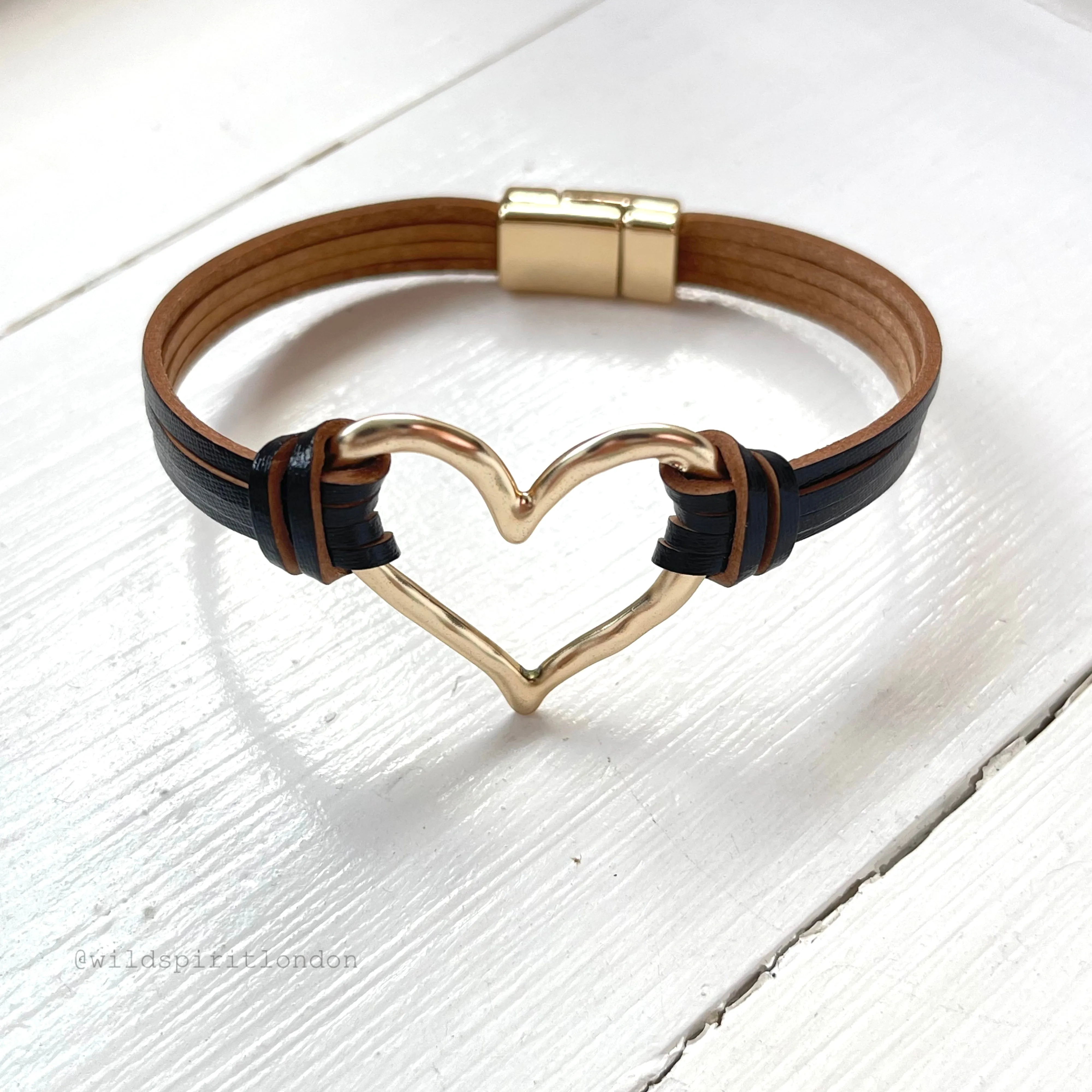 Black Heart Cuff Bracelet