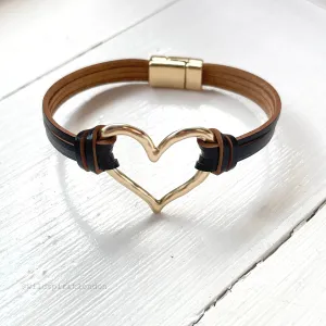 Black Heart Cuff Bracelet