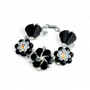 Black Vintage Flower Cluster Bracelet