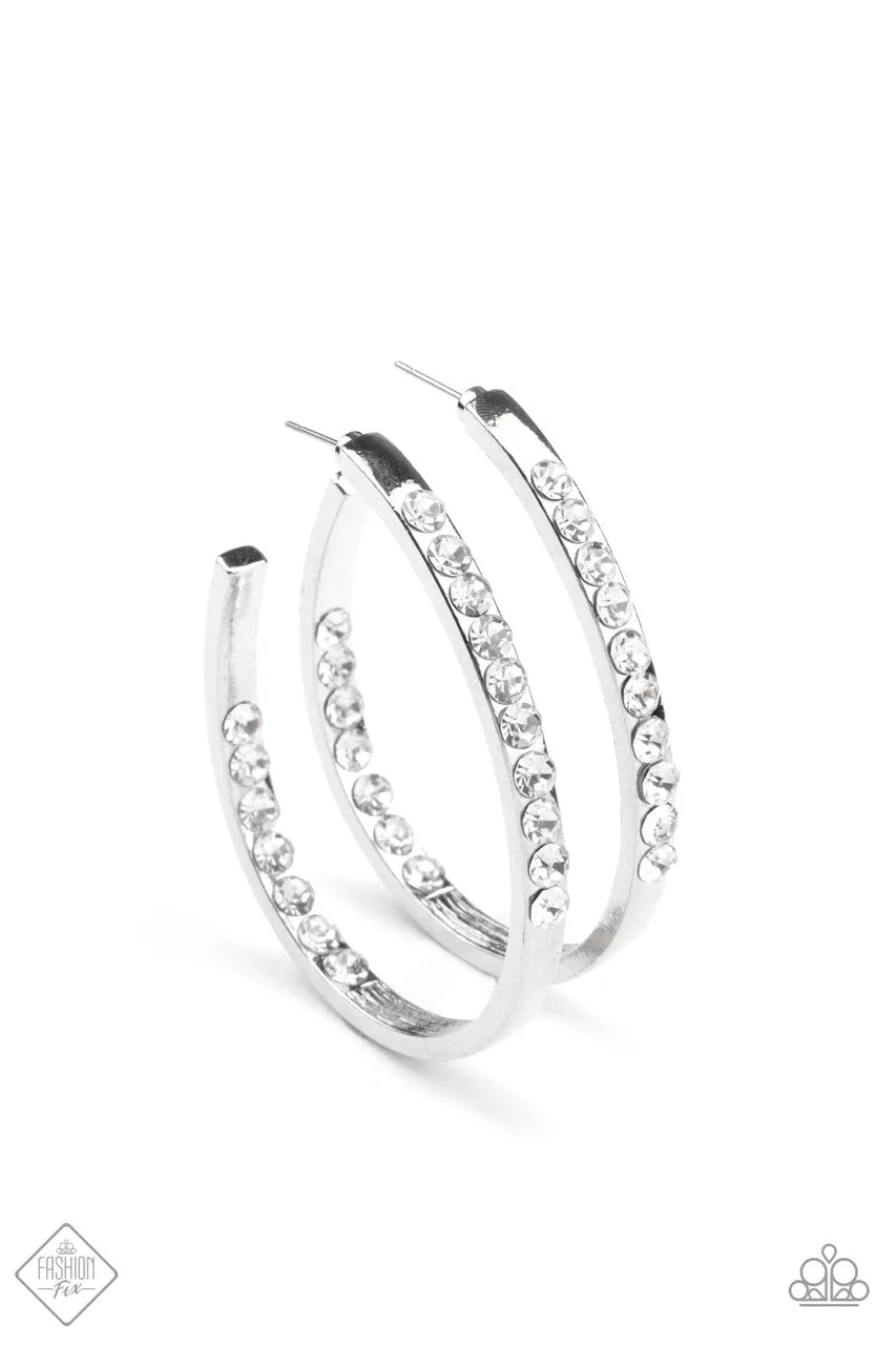 Borderline Brilliance White Paparazzi Earrings