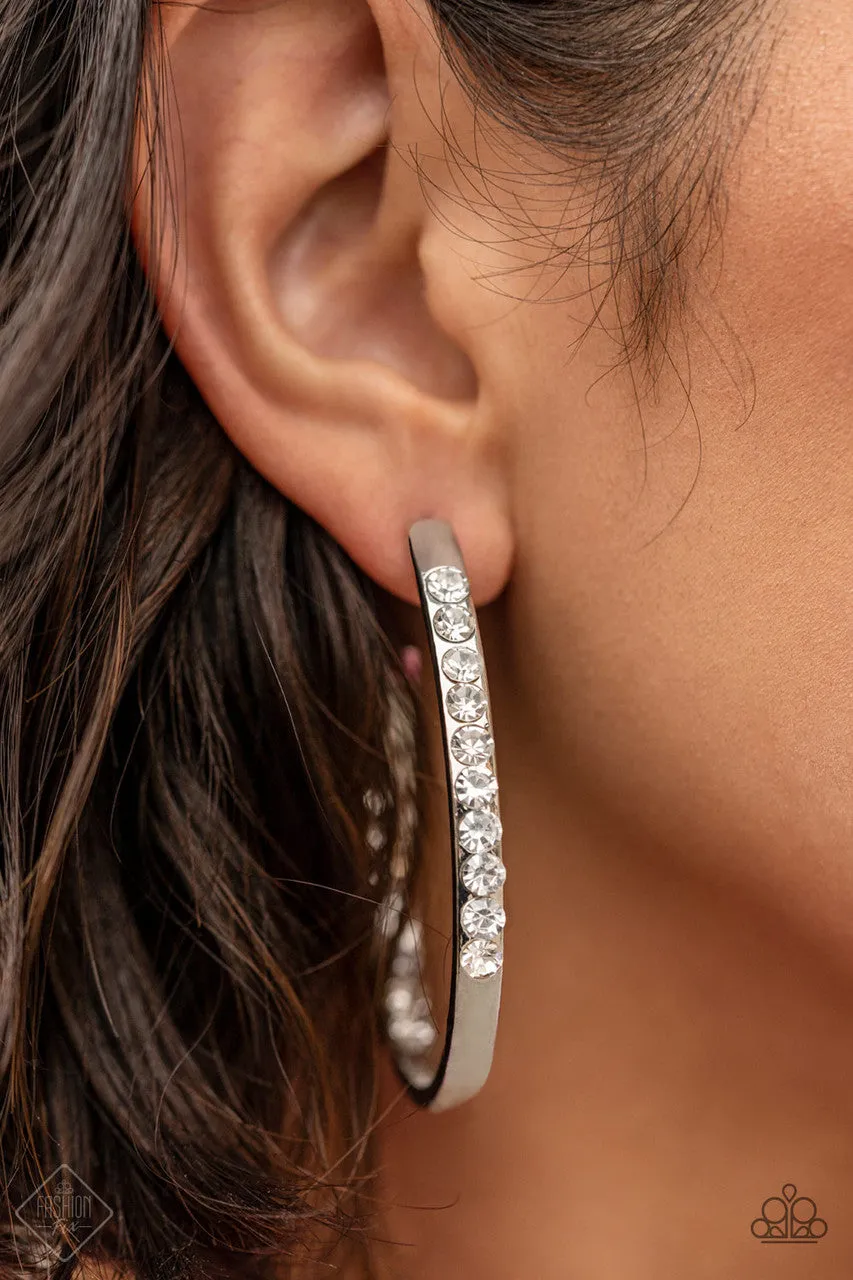 Borderline Brilliance White Paparazzi Earrings