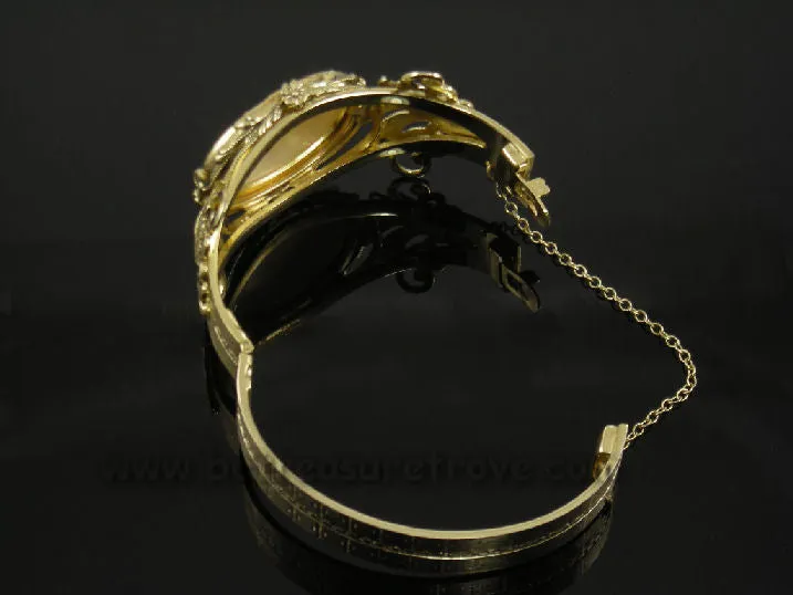 Bracelet Hinged Cuff Whiting & Davis Goldtone Mother of Pearl Vintage
