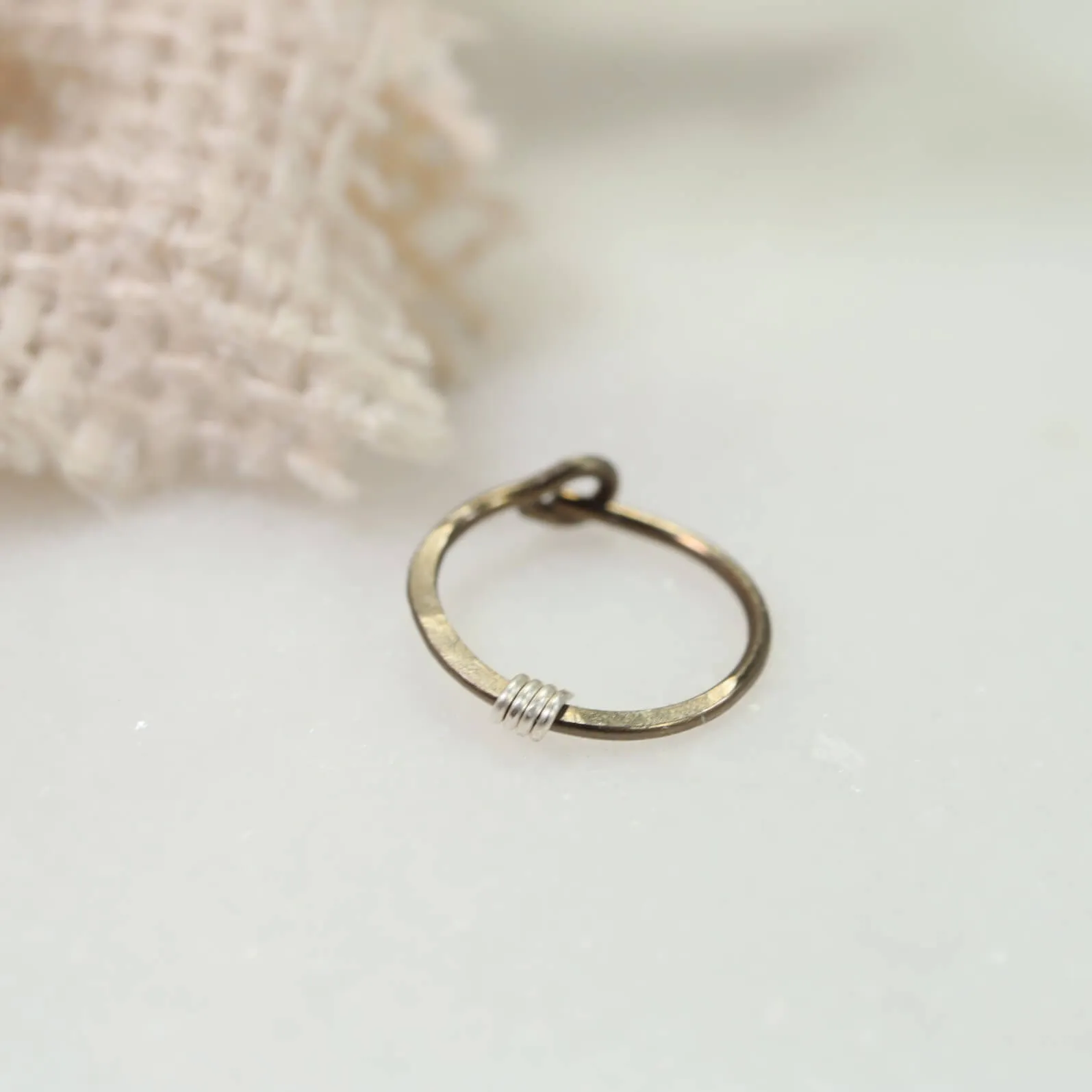 Cartilage Hoop Niobium Hammered & Wrapped - Choose Your Color, Gauge, Diameter