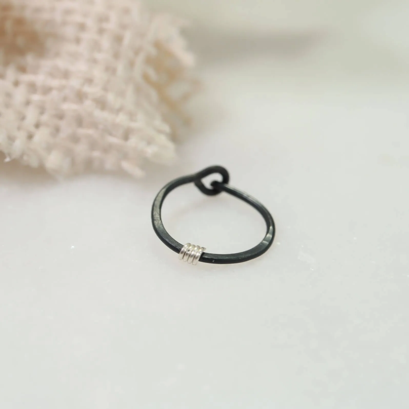 Cartilage Hoop Niobium Hammered & Wrapped - Choose Your Color, Gauge, Diameter