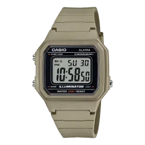 Casio Beige Resin Strap Black Dial Quartz Watch for Gents - W-217H-5AVDF