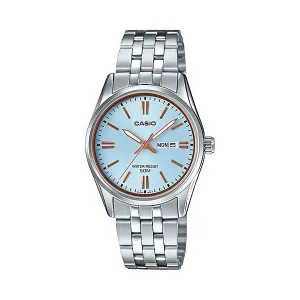 Casio Silver Stainless Steel Blue Dial Quartz Unisex Watch - LTP-1335D-2AVDF