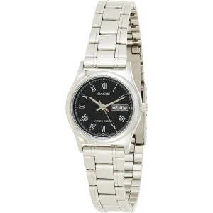 Casio Standard Silver Stainless Steel Black Dial Quartz Watch for Ladies - LTP-V006D-1BUDF