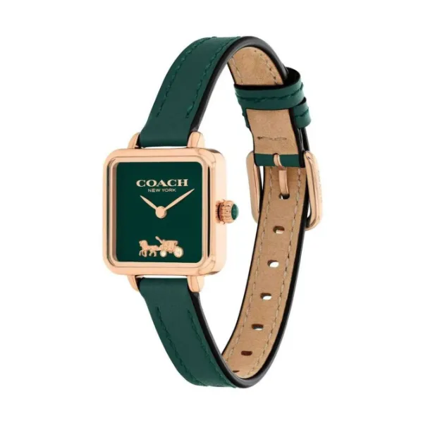 Coach Cass Green Leather Strap Green Dial Quartz Watch for Ladies - 14504227