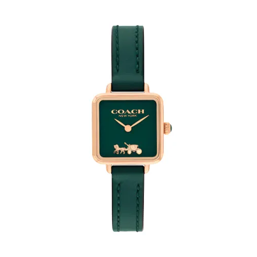 Coach Cass Green Leather Strap Green Dial Quartz Watch for Ladies - 14504227