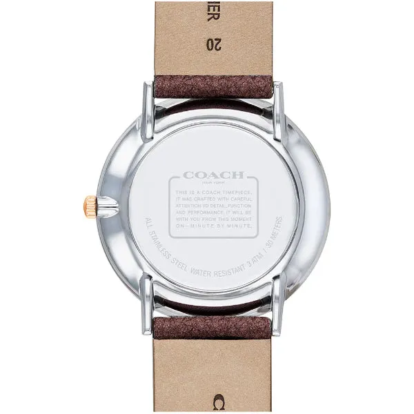 Coach Perry Burgundy Leather Strap Silver Dial Quartz Watch for Ladies - 14503154