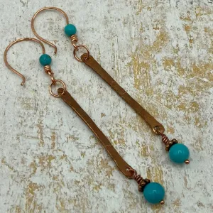 Copper Dangle Drop Earrings