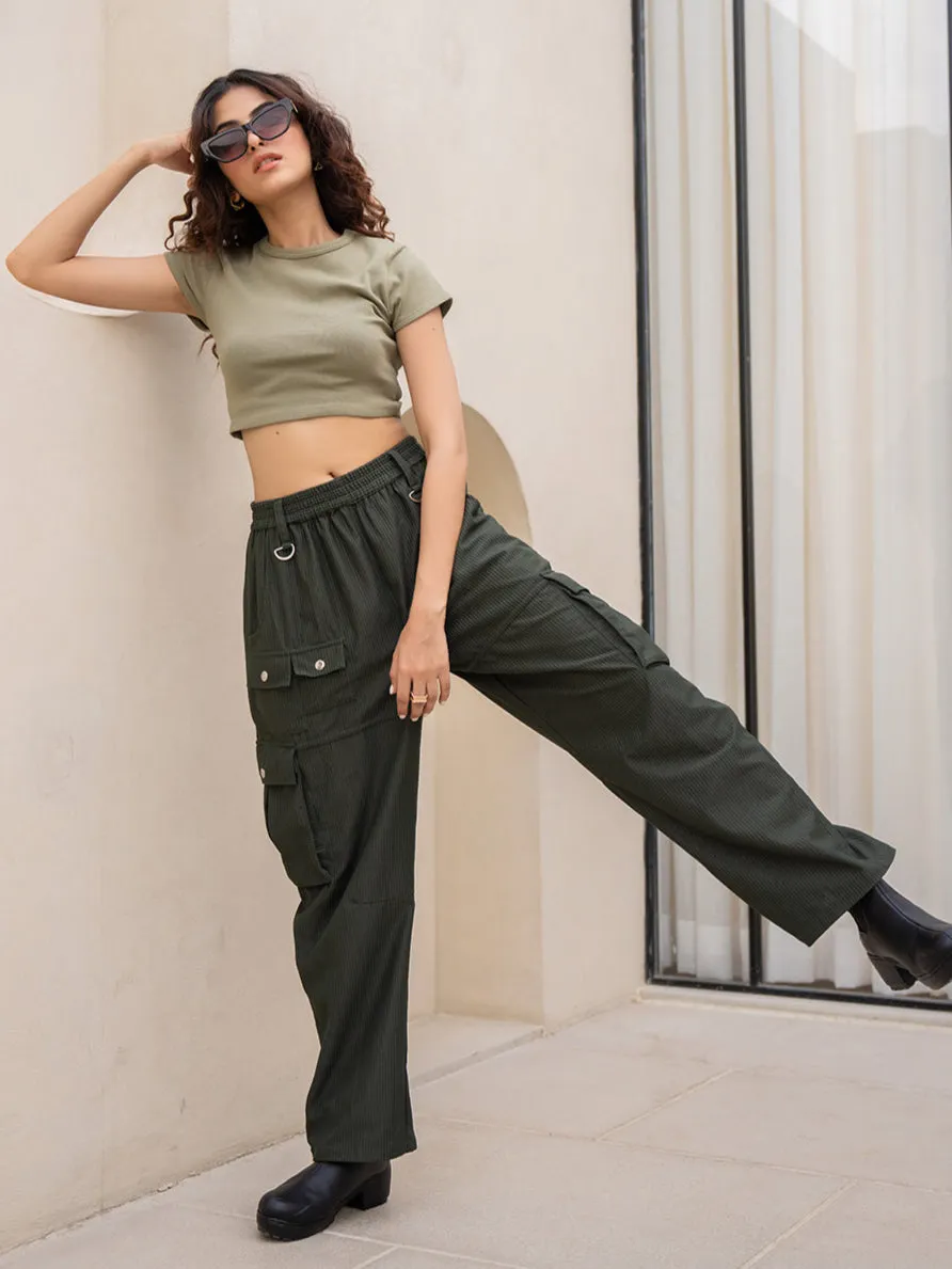 Corduroy Dark Green Cargo Pants