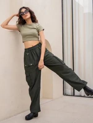 Corduroy Dark Green Cargo Pants