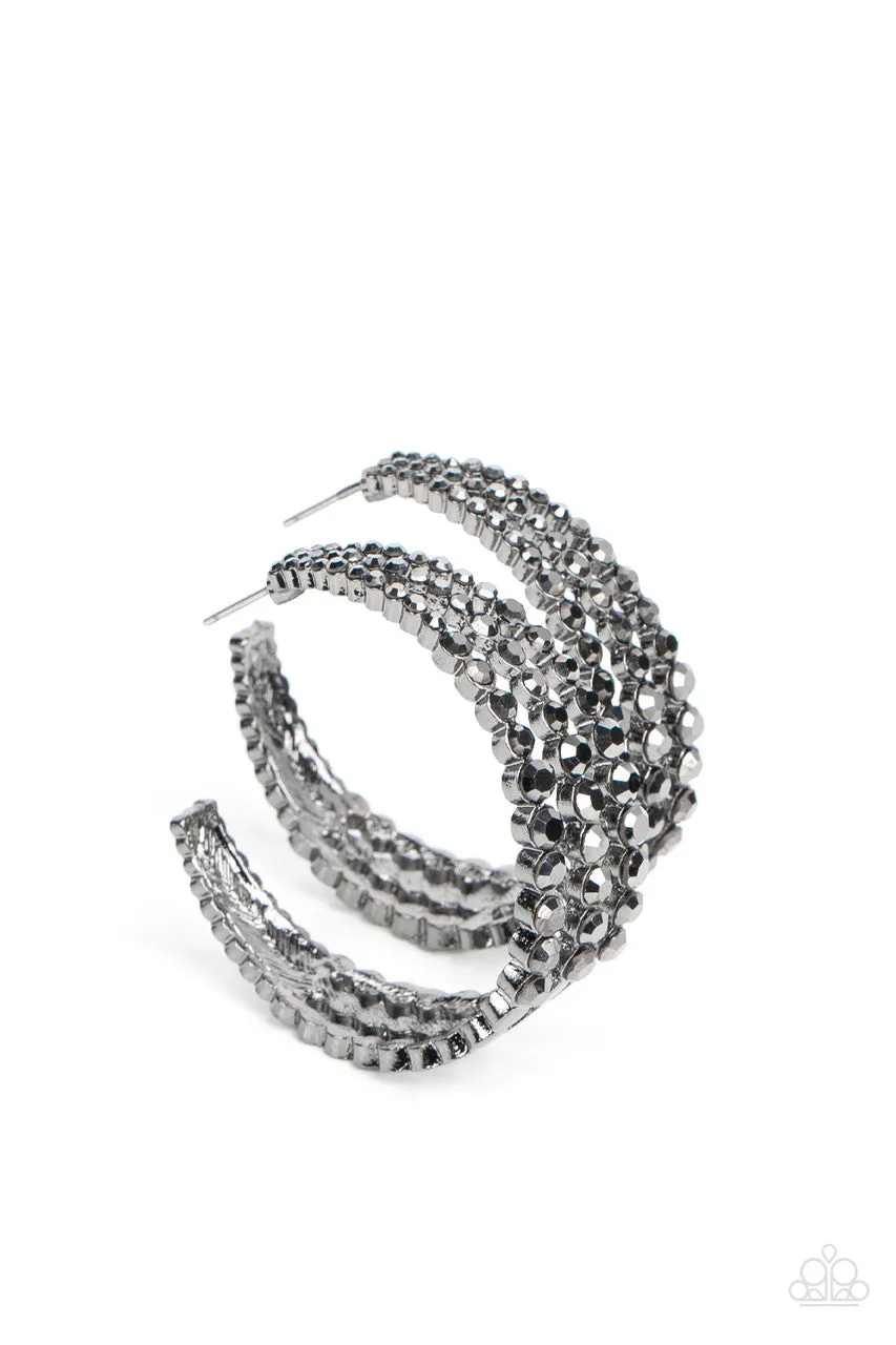 Cosmopolitan Cool - Black - Hematite Rhinestone Gunmetal Paparazzi Earrings
