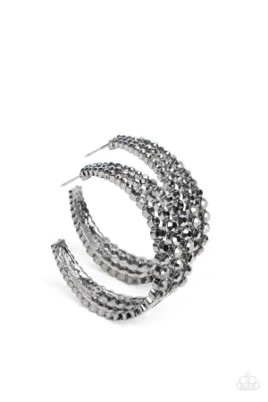 Cosmopolitan Cool - Black - Hematite Rhinestone Gunmetal Paparazzi Earrings