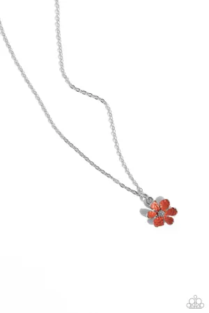 Cottage Retreat - Orange - Dainty Flower Paparazzi Short Necklace