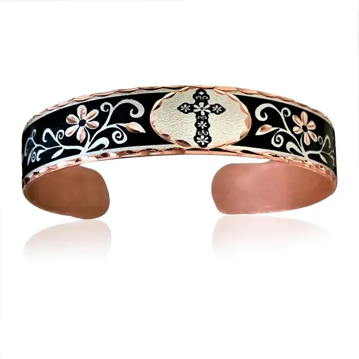 Cross narrow cuff bracelet