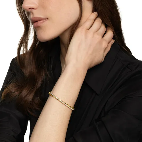 Crossover Two Row Bracelet in 18K Yellow Gold with Diamonds, 6mm, Size Medium